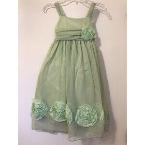 KIDS DREAM Girls Size 11-12 Taffeta Sleeveless Green Dress NWT Floral Lace Gown